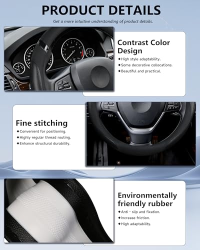 Cxtiy Car Steering Wheel Cover for Men Women Universal Leather Steering Covers for Car SUV (Full-Black) - color: Full-black