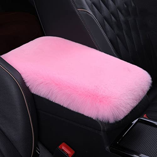 6pcs in 1 Set Fluffy Faux Wool Steering Wheel Cover & Soft Handbrake Cover & Gear Shift Cover & 2pcs Seat Belt Shoulder Pads & Center Console Cover Warm Universal Fit (Pink) - color: Pink