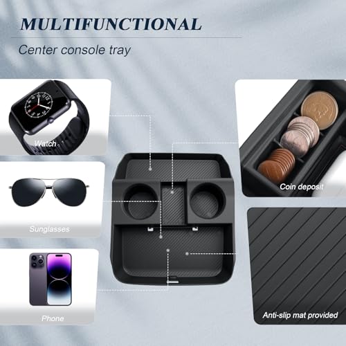 BIBIBO 2Packs for 2026 Hyundai Palisade Center Console Organizer 2026 Hyundai Palisade (SE, SEL, SEL Convenience, SEL Premium, XRT Pro, Limited, Calligraphy)Under Console Insert Tray+Divider Organizer - color: Black-(Console Under+Insert shelf)