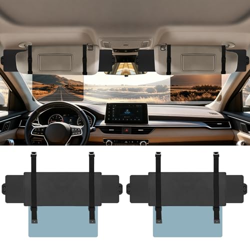 Veharvim Sun Visor Extender for Car (Polarized, UV400, PC Lens, 2 Side Sunshade), Car Visor Extender Sun Blocker, Visor Extender Attachment, Anti-Glare Sun Visor Accessory for Safe Driving (2 Pack) - color: Black, size: 2 Pack