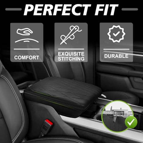 Center Console Armrest Cover Fit for Ram 1500 2500 3500 2019-2026 Accessories, Comfort Armrest Pad Console Lid Cushion Vegan Leather 1-Inch Extra Thick, Bucket Seat ONLY (V2 Diamond Pattern) - size: 3) 19-25|Ram1500/2500/3500|Bucket Seat,+Thick,V2