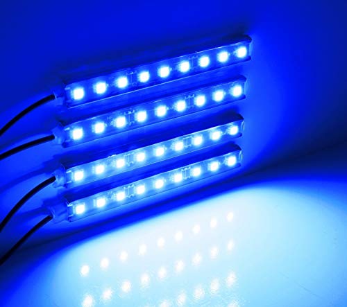 Car LED Strip Light, EJ's SUPER CAR 4pcs 48 LED Car Interior Lights Under Dash Lighting Waterproof Kit,Atmosphere Neon Lights Strip for Car,DC 12V(Blue) - color: Blue(48LED Beads)