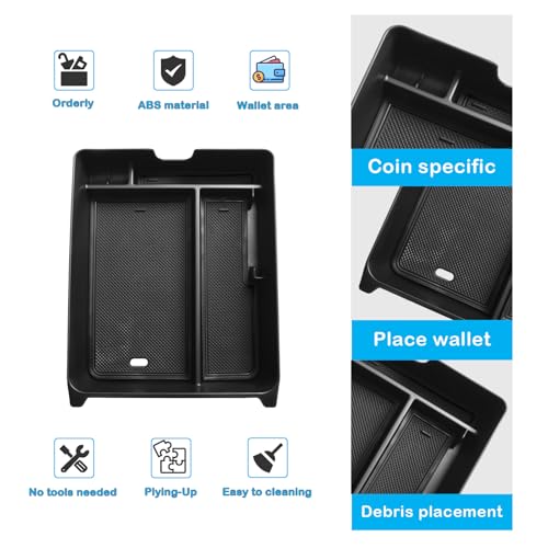 EDBETOS Center Console Organizer Compatible with 2023-2026 Honda Pilot, 2024 2025 2026 Ridgeline/Passport Insert Tray Secondary Storage Armrest Box ABS Plastic Material, Black - color: Black