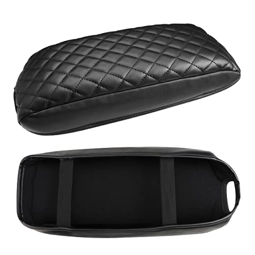 INTGET Car Center Console Armrest Cover for Kia Optima Accessories 2016 2017 2018 2019 2020 Leather Middle Console Arm Rest Box Lid Seat Cover Protector Cushion Saver (Black with Cushion) - color: Black with cushion