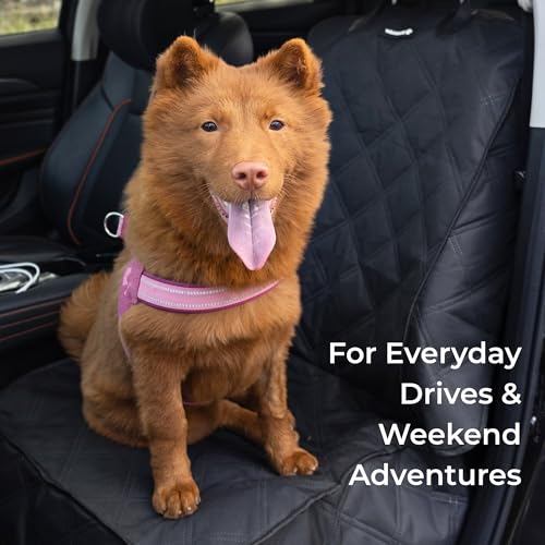 Front Seat Dog Cover for Car SUV Truck, Waterproof 600D Oxford Cloth Pet Seat Protector with Side Flaps, Durable Dog Seat Cover Front Passenger for Bucket Seat/Captain Chair, Full Protection (Black)
