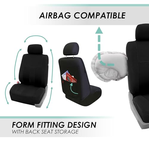 FH Group Striking Striped Car Seat Covers - Universal Fit, Washable Seat Covers for Cars, SUVs, Vans, Sedans, Black, Front Set - color: Black, size: Front Set