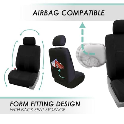 FH Group Striking Striped Car Seat Covers - Universal Fit, Washable Seat Covers for Cars, SUVs, Vans, Sedans, Black, Front Set - color: Black, size: Front Set