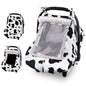 FIOBEE Baby Car Seat Cover, Car Seat Covers for Babies Infant Car Seat Canopy with Breathable Mesh Window Waterproof Carseat Cover for Babies Boy Girl 4 Seasons, White/Cow