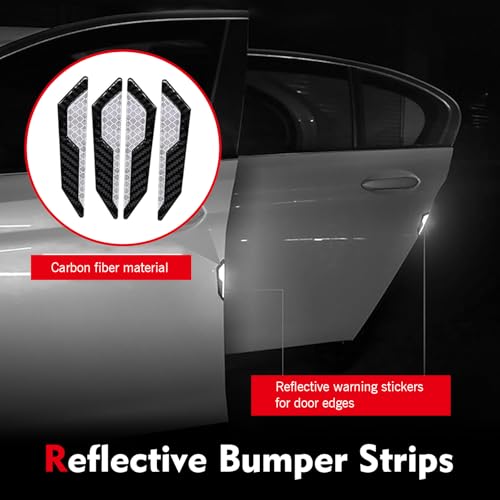4 PCS Car Door Edge Guard Stickers, 4.72" x 1.18" Reflective Anti-Collision Car Side Strips, Self-Adhesive Waterproof Paint Protection Decals, Universal for Cars Trucks SUVs (White) - color: White