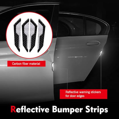 4 PCS Car Door Edge Guard Stickers, 4.72" x 1.18" Reflective Anti-Collision Car Side Strips, Self-Adhesive Waterproof Paint Protection Decals, Universal for Cars Trucks SUVs (White) - color: White