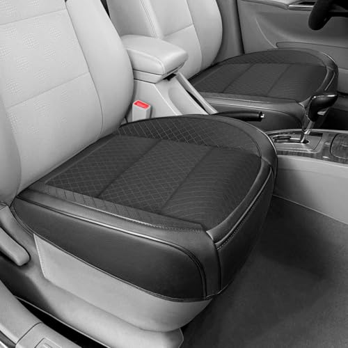 BEITK 2 Pack Ventilated Cooling Bottom Car Seat Covers, 3D Air Mesh Breathable Leather Front Seat Protectors with Storage Pocket, Non-Slip Cool Seat Cushion Universal Fit for Sedan SUV Truck (Black) - color: 2 PCS-black01, size: Bottom Seat Cover