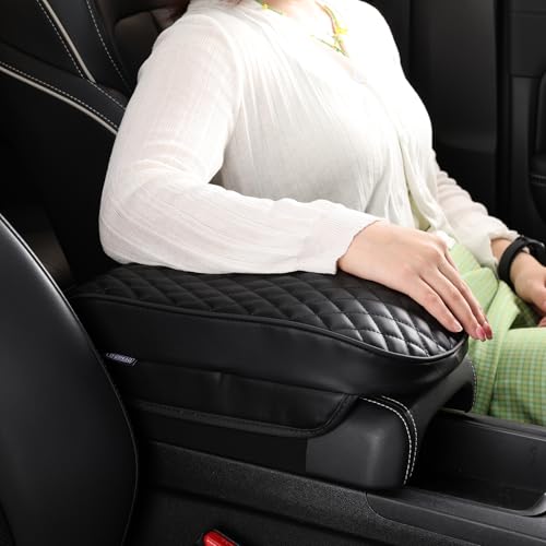 WEIHAO Car Arm Rest Cover Pad, Thick Padding 12.4x7.28x2.2 inch Car Armrest Cushion, Memory Foam Leather Center Console Cushion Pad for Sedans, SUVs, Most Vehicles (Black-1PC) - color: Black (Small 12.4x7.28x2.2 inch)