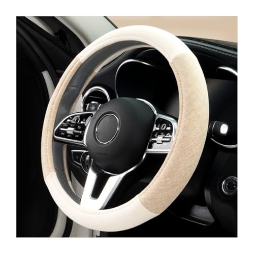 Zpana Car Steering Wheel Cover, 15" Linen Breathable Soft Anti-Slip Full Surround Vehicle Steering Wheel Protector, Automobile Interior Protection, Universal for Sedan Truck SUV (Beige) - color: Beige