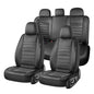 Coverado Car Seat Covers Full Set, Luxury Leather Car Seat Covers, Automotive Front and Rear Mesh Seat Covers, Full Set 5 Seats, Black Seat Covers for SUV Sedan Truck