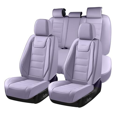 Coverado Car Seat Covers Full Set, Seat Covers for Cars, Car Seat Protector Waterproof, Leather Cushion, Universal Car Interior Covers Seat Protectors for Most Cars Purple - color: Purple, size: FullSet