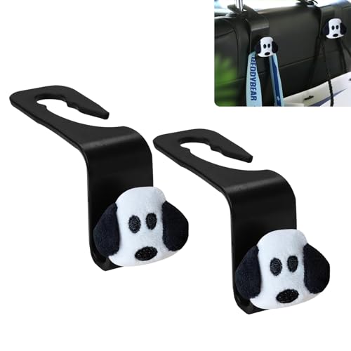 Dog Car Seat Headrest Hook 2 Pack Car Purse Hook Cars Seat Hooks for Headrest Universal for Handbag Bags Drink Grocery Coat Universal Vehicle,Cars Interior Accessories Dog Loves Gifts for Women Men - color: Black Eared Dog
