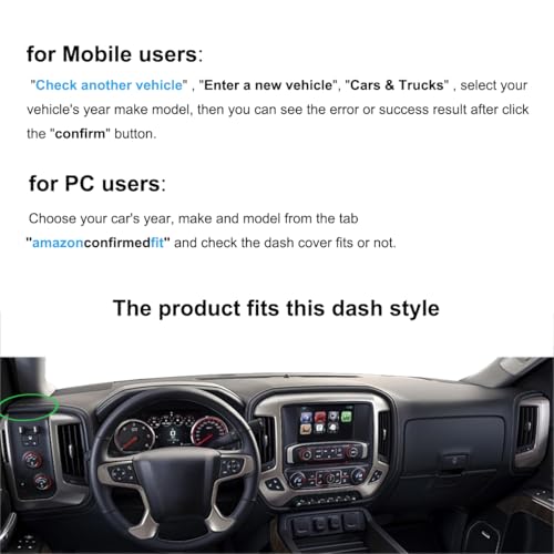 Dash Cover Mat Custom for 14-18 Chevy Chevrolet Silverado 1500/GMC Sierra 1500, 15-19 Chevy Silverado/GMC Sierra 2500HD 3500HD Dashboard Pad Carpet w/o Forward Collision Warning (14-18 Dark Gray) Y32 - color: 14-17 Dark Gray