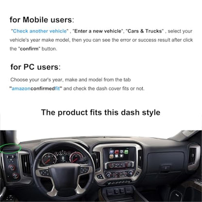 Dash Cover Mat Custom for 14-18 Chevy Chevrolet Silverado 1500/GMC Sierra 1500, 15-19 Chevy Silverado/GMC Sierra 2500HD 3500HD Dashboard Pad Carpet w/o Forward Collision Warning (14-18 Dark Gray) Y32 - color: 14-17 Dark Gray