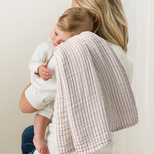 Itzy Ritzy Breastfeeding Boss Multi-Use Cover – A Nursing Cover, Swaddle, Car Seat Wrap, Tummy Time Mat & Burp Cloth All in One – Made of Soft Muslin Fabric & Measures 47” x 47” (Taupe Stripe) - color: Taupe Stripe