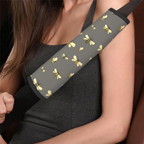 Dujiea Bees Flying Car Seat Belt Cover Shoulder Strap Pads for Adults and Children, Soft Comfortable Seatbelt Protector Universal Fit Safety Belt Cushion for Car, Truck, SUV- Pack of 2 - color: Bees Flying