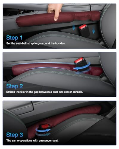 Leather Car Seat Gap Filler Universal for Car Truck SUV to Block The Gap Between Seat and Console Stop Things from Dropping 2 Sets Red, SGF02R - color: red