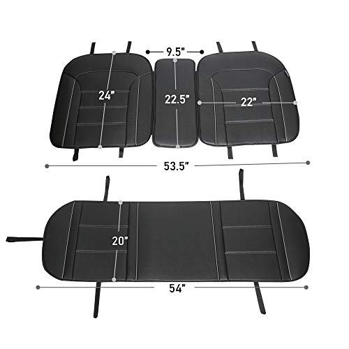FH Group Back Seat Faux Leather Car Seat Cover - Universal Fit, Rear Seat Covers for Cars with Rear Split Bench, Car Seat Cushions for SUV, Sedan, Van Black - color: Blue Black Rear Set