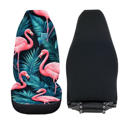 Pehede Car Seat Cover Exotic Tropical Pink Flamingo Front for Cars, Easy to Install Cover Set, Accessories Auto Trucks Van SUV,2 Packs - color: Multi11