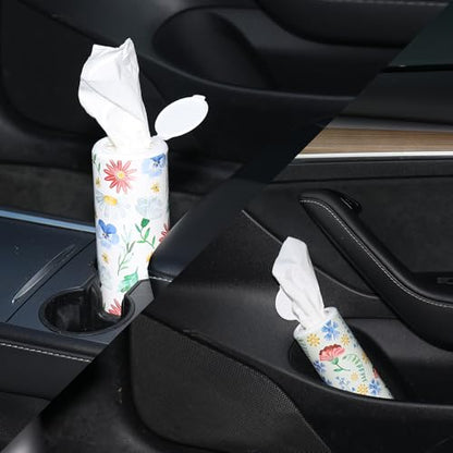 Car Tissues Cylinder 4 Packs Round Tissue Box Holder Perfect for Car Cup Holder, Napkins Box Round Container with Facial Tissues for Travel Car Bathroom Office School - color: Ct-1