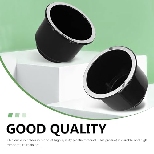 2PCS Car Cup Holder Inserts, Large Capacity Plastic Drop-In Cup Drink Holder, Recessed Chrome Couch Cups Holders Insert, 3.74" - 4.1" Base, Universal for RV Boat Car Couch Golf Cart (Black)