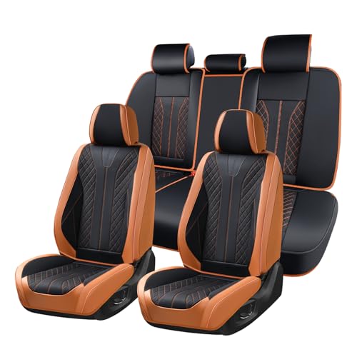 FLORICH Car Seat Covers Full Set Leather Automotive Seat Cover Waterproof 5 Seats Car Seat Protectors Luxury Front and Back Seat Cushions Universal Fit for Most Cars SUV Trucks, Brown&Black - color: Brown&Black, size: FullSet