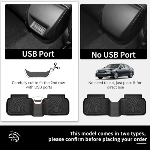 YITAMOTOR Floor Mats &Trunk Mat Fit for 2022-2026 Honda Civic Sedan (Not for Hatchback) / 2023-2026 Acura Integra TPE All Weather Custom Fit Car Liners Accessories, 1st & 2nd Row & Cargo Liner - style: 22-26 Honda Civic floor mats & cargo mats