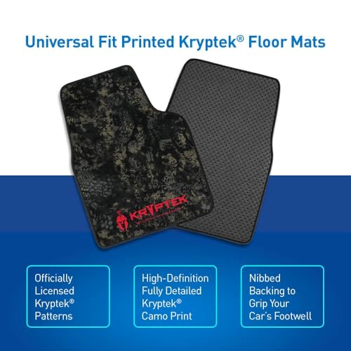 Coverking Universal Car Floor Mats Set of 2 (Front Driver and Passenger) Kryptek Nox Camo - All-Weather Protection for Mud, Dirt, Rain, Spills, Non-Slip Backing, Fits Cars Trucks SUVs Jeeps - style: Kryptek Nox