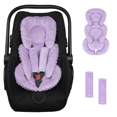 Infant Car Seat Insert Head and Body Support, GFU Reversible Newborn Insert for Carseat with Strap Pads, Soft Stroller Cushion Pillow Insert for Boys and Girls, Fits for Stroller, Swing, Purple - color: Purple