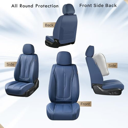 Coverado Car Seat Cover Full Set, Blue Seat Covers Front Seats Back Seat Covers, Nappa Leather Waterproof, Car Seat Cushion, Car Seat Protector Universal Fit Most Cars - color: Z-Blue, size: FullSet