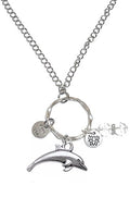 Rear View Mirror Car Charm Ornament, Sun Catcher, Hanging Pendant, Stainless Steel Chain and Crystal Accents, Packaged in a Gift Bag (Dolphin) - size: Dolphin
