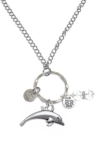 Rear View Mirror Car Charm Ornament, Sun Catcher, Hanging Pendant, Stainless Steel Chain and Crystal Accents, Packaged in a Gift Bag (Dolphin) - size: Dolphin
