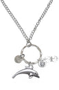 Rear View Mirror Car Charm Ornament, Sun Catcher, Hanging Pendant, Stainless Steel Chain and Crystal Accents, Packaged in a Gift Bag (Dolphin) - size: Dolphin