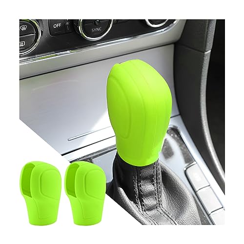 AICEL 2 Pcs Car Gear Shift Knob Cover, Elastic Silicone Car Automatic Shift Protector Cover, Universal Anti-Slip Auto Knob Gear Stick Protector for Men Women, Vehicle Accessories - color: Green