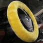 Furry Wool Sheepskin car Steering Wheel Cover for Girls Women Universal car 14 1/2-15 1/2inchs (Lemon Yellow) - color: Lemon Yellow