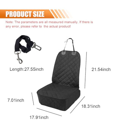 ZIMISI Dog Car Seat Cover, Waterproof & Scratch Proof Car Seat Protector with Side Flaps, Nonslip Front Car Seat Covers with Safety Belt, Universal Dog Mat for Cars, SUVs, Trucks (Black) - color: Black