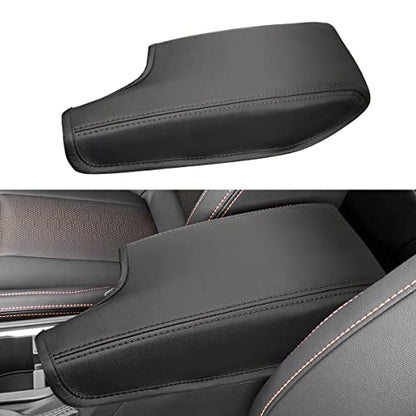 INTGET Car Center Console Armrest Cover for 2021 2022 2023 Subaru Crosstrek 2018 2019 2020/Impreza Accessories 2017-2023 Leather Arm Rest Box Lid Middle Console Cover Seat Protector (Black Stitches) - color: Black with black stitches