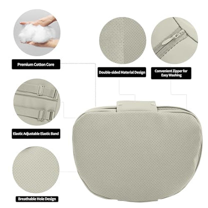 Car Headrest Pillow for Driving, Dual-Sided Leather Design Neck Pillow, Breathable Softness Neck Support, Universal Fit Head Rest Travel Pillow, Off White (Beige), 1 Pack - color: Off White (Light Gray)