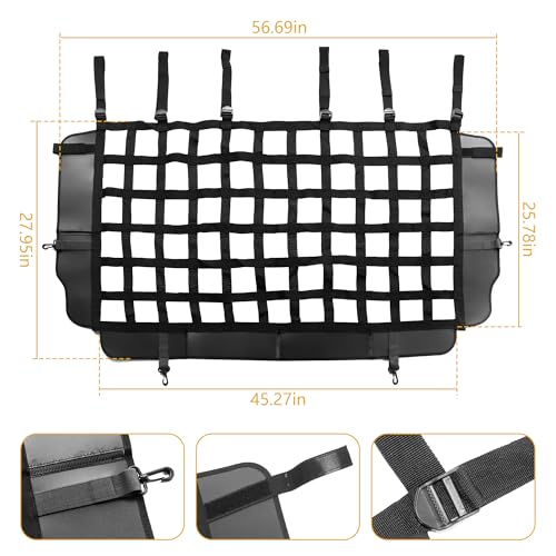 Dog Car Net Barrier Pet Barrier for 2007-2025 Jeep Wrangler JK JL 4 Door Accessories Safely with Children & Pet Trunk Cargo Isolation Liner Divider