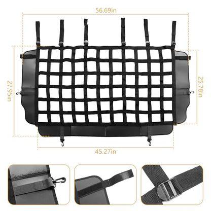 Dog Car Net Barrier Pet Barrier for 2007-2025 Jeep Wrangler JK JL 4 Door Accessories Safely with Children & Pet Trunk Cargo Isolation Liner Divider