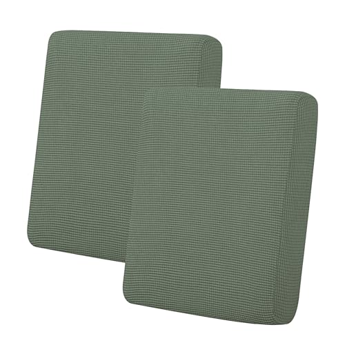 Easy-Going Stretch Individual Loveseat Couch Cushion Cover Sofa Cushion Furniture Protector Sofa slipcover Soft Flexibility with Elastic Bottom (2-piece Loveseat Cushion Cover, Greyish Green) - color: Greyish Green, size: 2-piece