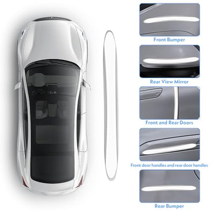 4Pcs Silicone Car Door Edge Guards, Anti-Collision Bumper Guard Protector Clear Strips Protector Universal Car Door Protectors Trim Molding for Sedans SUV Bumper Rearview Mirror (Transparent)
