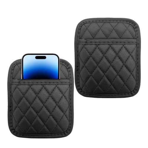 2 PCS Car Side Pocket Organizer, Leather Adhesive Auto Side Seat Back Storage Pocket, Waterproof Phone Document Sunglasses Holder Vehicle Gap Filler Pouch, Car Accessories (Small) - size: Small