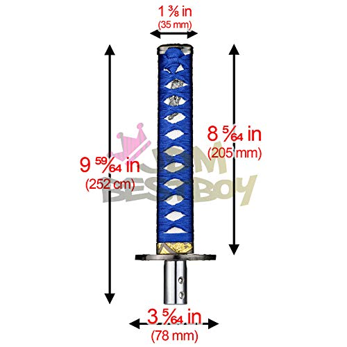 JDMBESTBOY Samurai Sword Blue White Shift Knob Shifter Alloy Katana Adapter Universal 20cm - color: Blue White, size: 20cm
