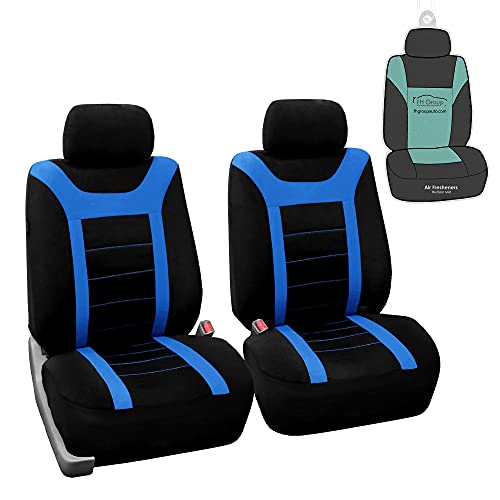 FH Group Car Seat Covers Sports Seat Covers Front Seats Only, Airbag Compatible Blue Black Automotive Seat Cover Combo Small Car Seat Cover Design Universal Fit Interior Accessories Cars Trucks SUVs - color: Blue