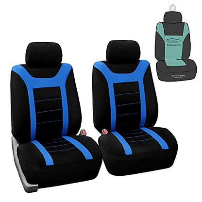FH Group Car Seat Covers Sports Seat Covers Front Seats Only, Airbag Compatible Blue Black Automotive Seat Cover Combo Small Car Seat Cover Design Universal Fit Interior Accessories Cars Trucks SUVs - color: Blue